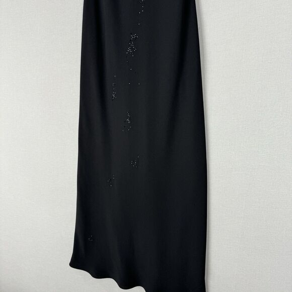 Vintage Jones New York Womens Dress 4 Black Cowl Beaded Crepe Gown Formal Prom - Picture 3 of 13